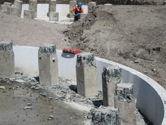 Heipalen inslijpen Heipalen inslijpen